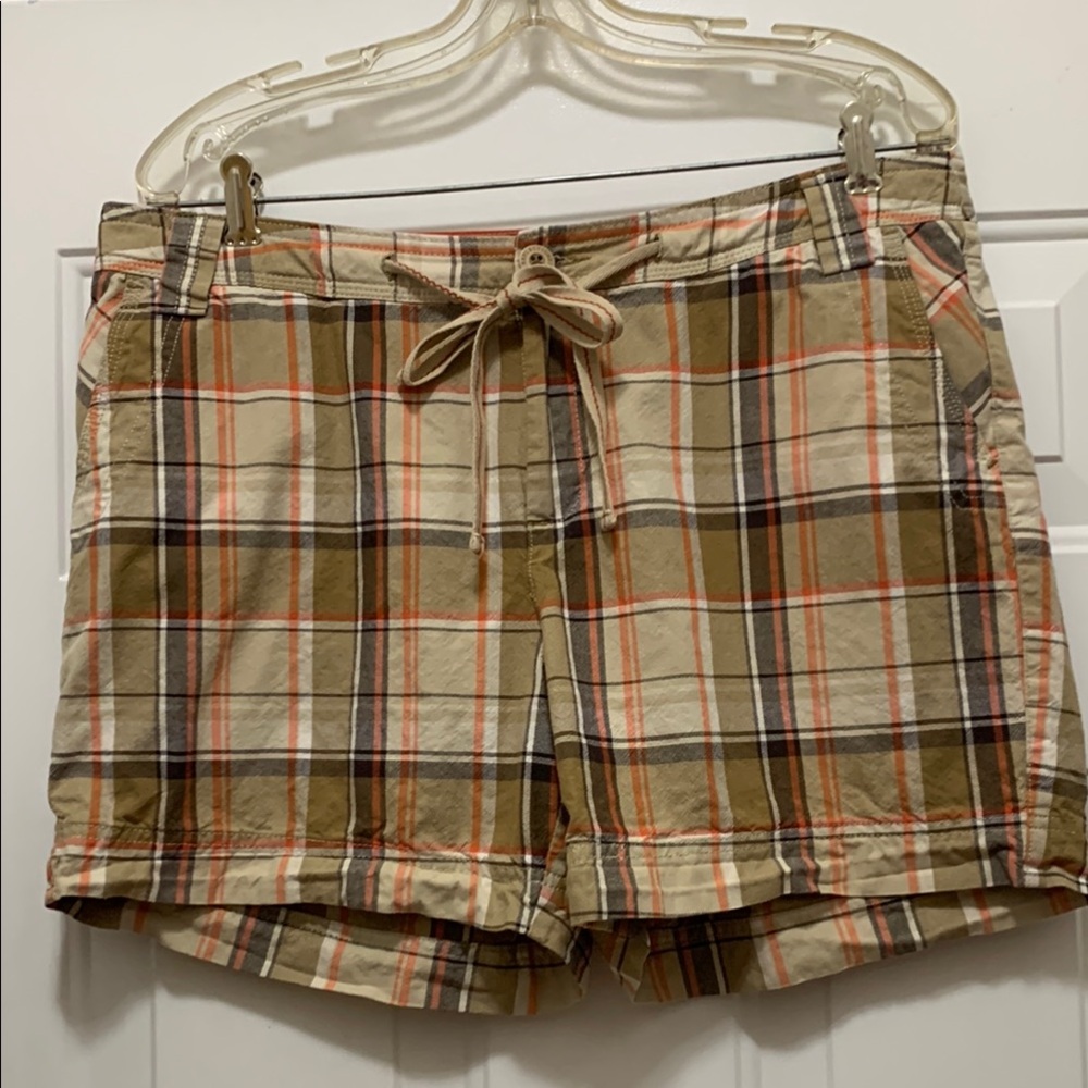 3/$15 Natural Reflections 100% Cotton Plaid Size 14  Shorts in Tan and Orange
